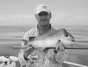 Chris Blanch knows how to land snapper on soft plastics. Check out the calm sea.